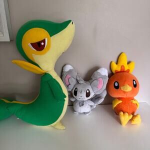 Pokemon Plush Stuffed Animal Lot - Snivy, Minccino, Torchic